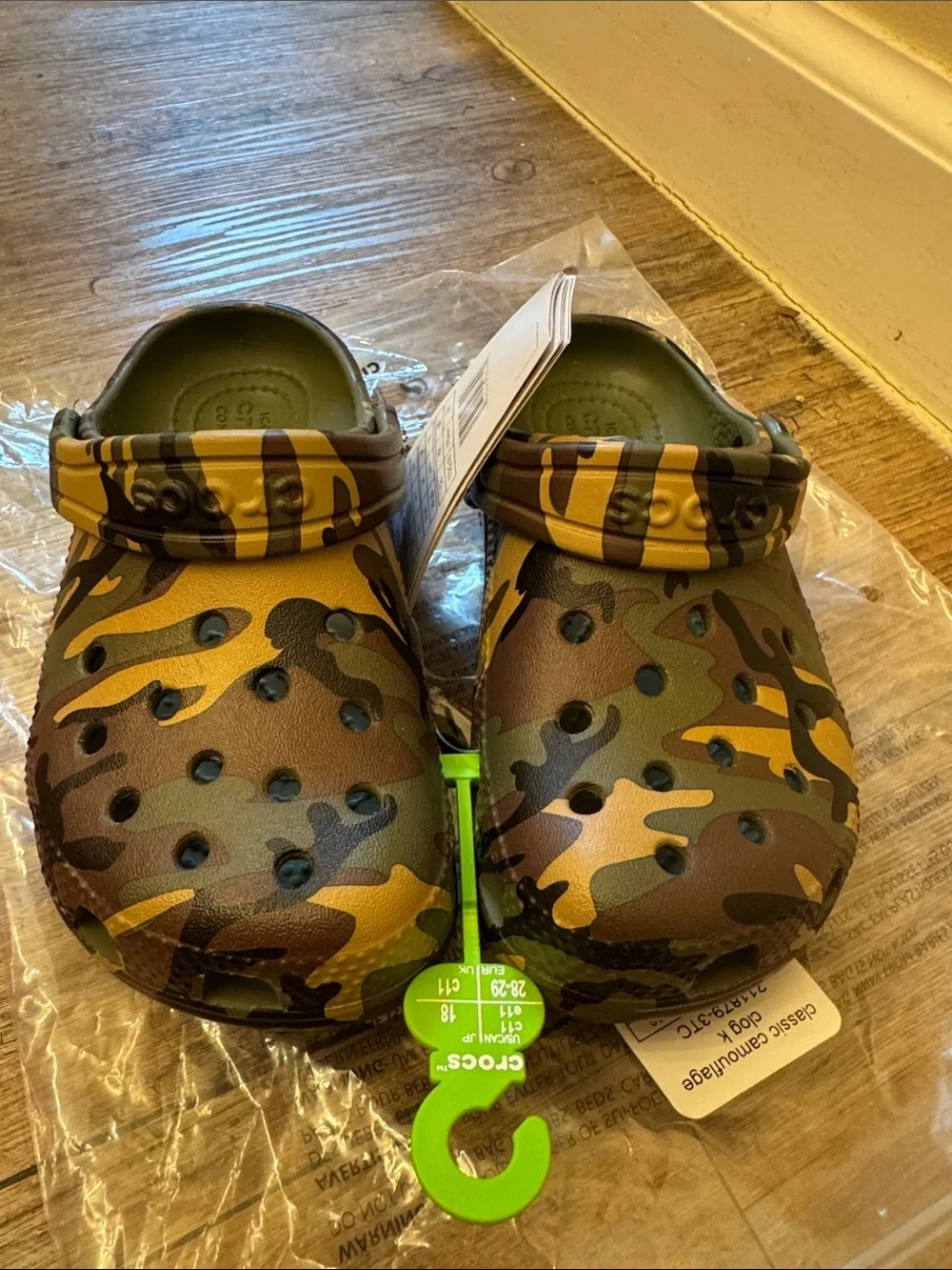 CROCS Kids Classic Camouflage Clog in Green and Brown